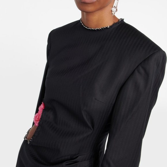 Embellished cutout pinstriped wool mini dress SIZE 36 - Picture 1 of 6